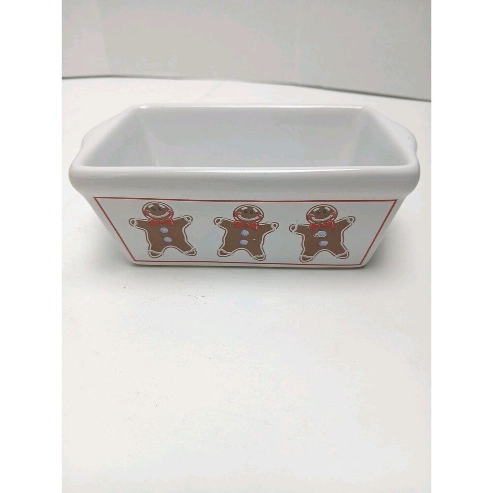 Michael’s Stoneware Christmas White Ceramic Happy Holidays Mini Loaf Pan Ginger